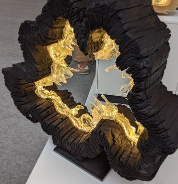 scorched wood flame lamp