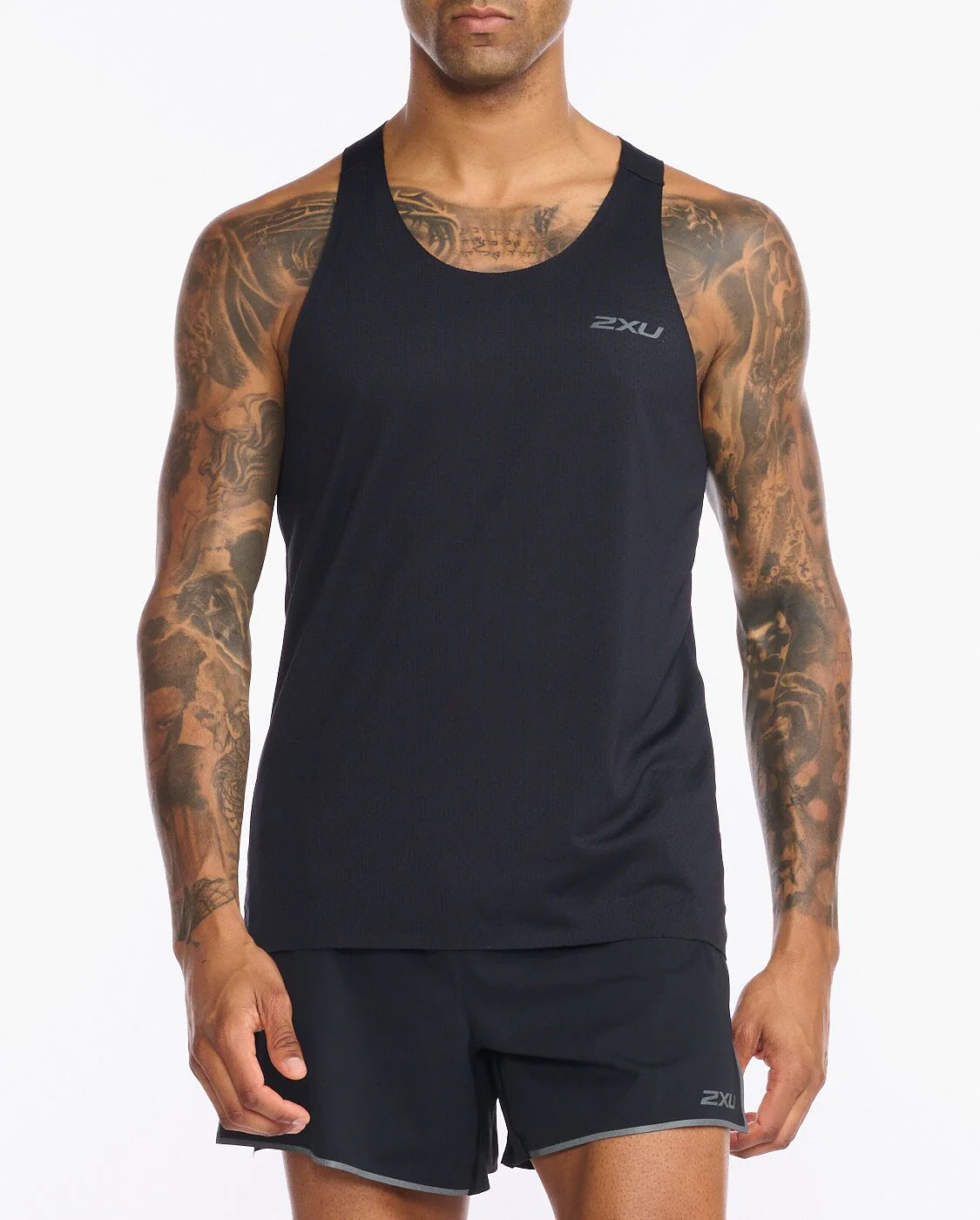 2XU Men's Light Speed Tech Singlet Bitumen 2 Bush