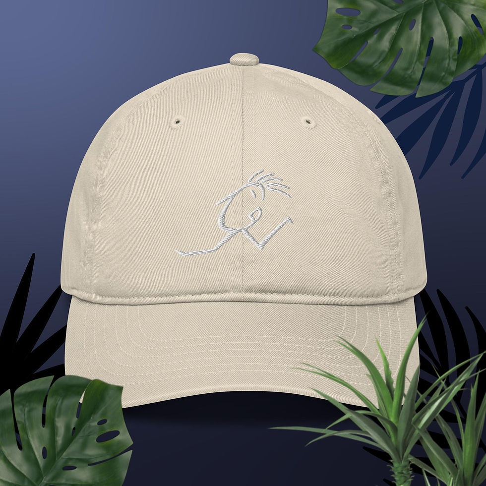 Thumbnail: Organic dad hat white running bird embroidered