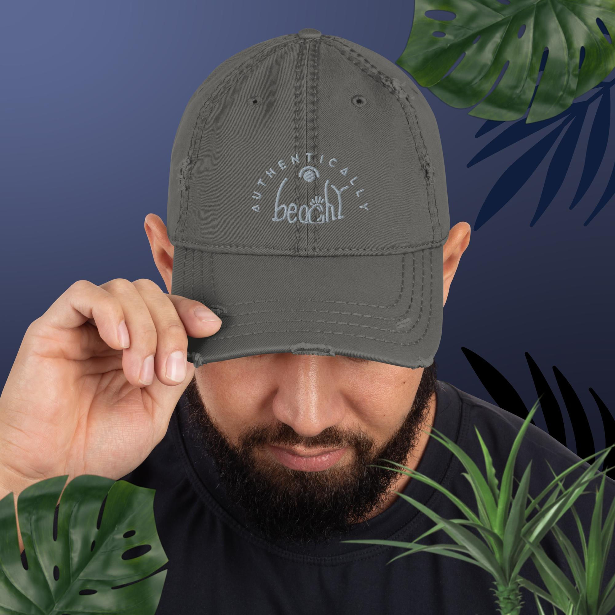 Distressed Dad Hat with Embroidered Full Logo