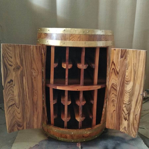 teak wood barrel bar Rustic Green Home