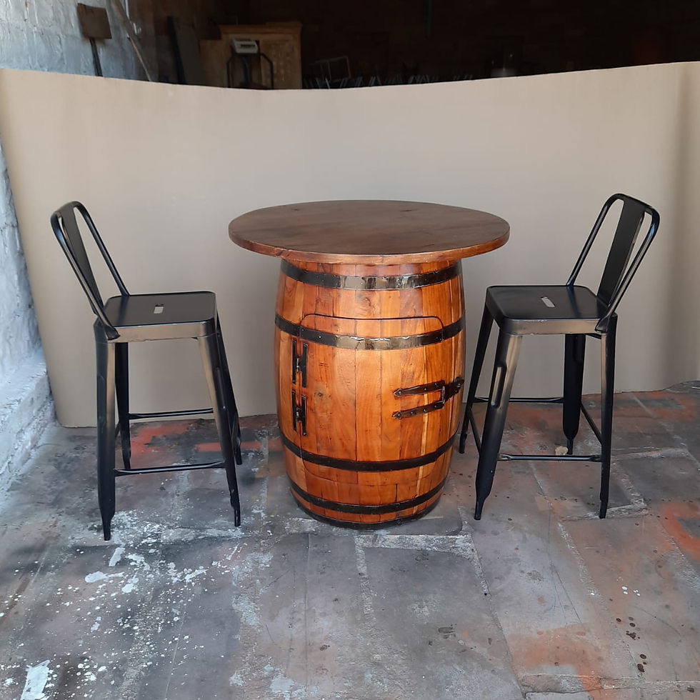 Thumbnail: Wooden Barrels bar cabinet table set