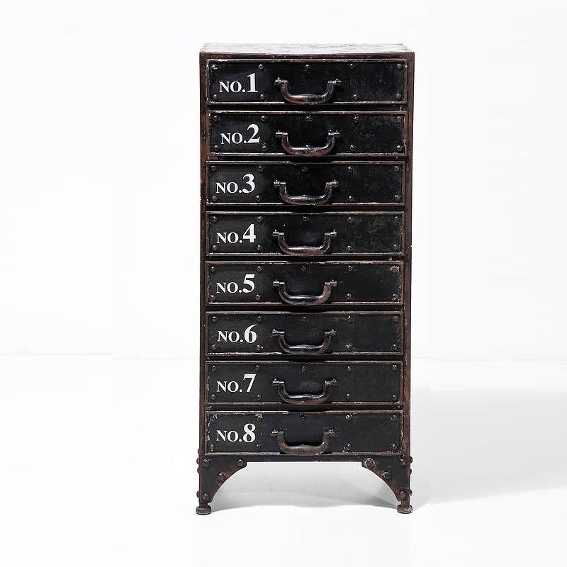 Thumbnail: Black metal chest of drawer