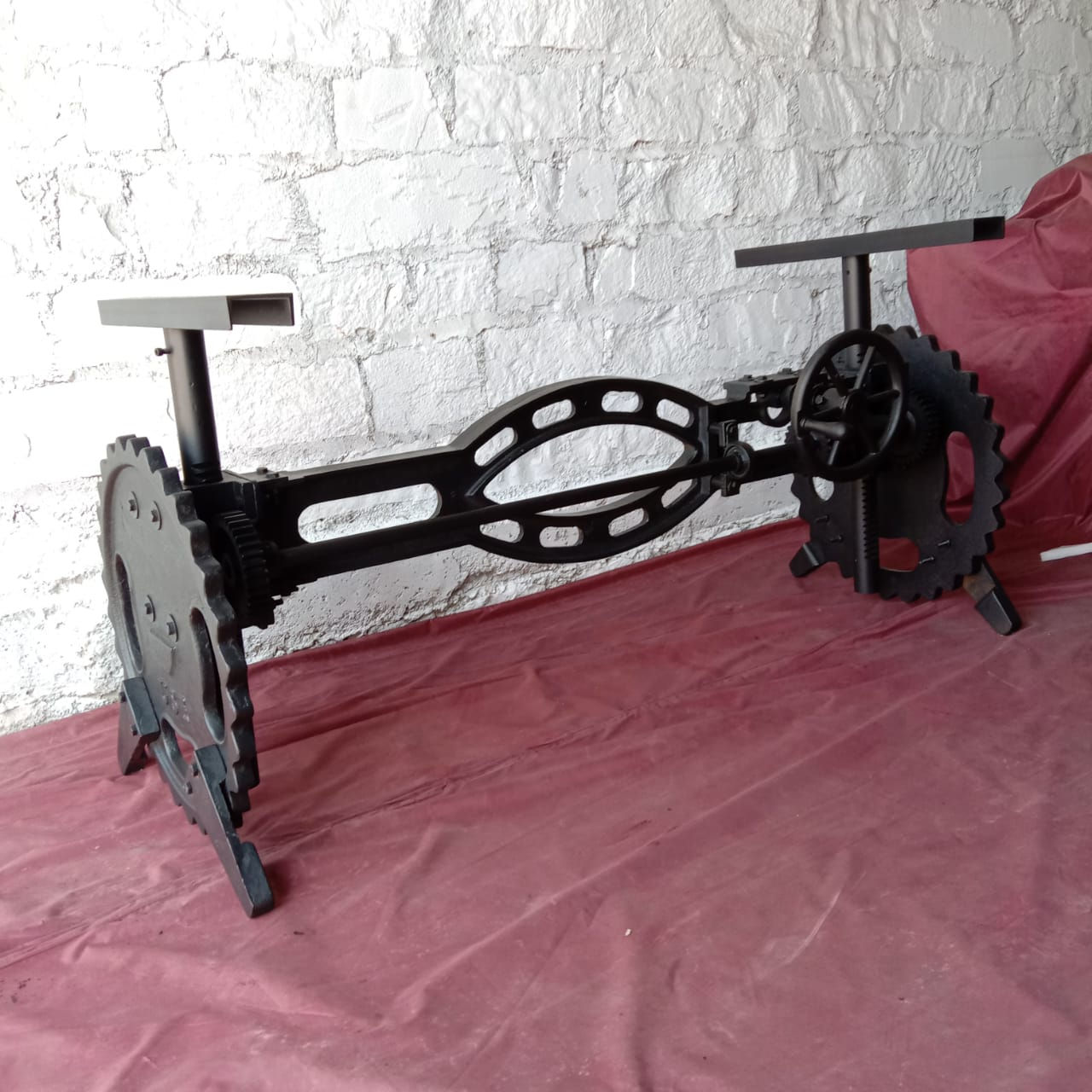 Hand crank table base in Sudarshan design