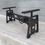 Thumbnail: Industrial Cast Iron Manual Crank Lift Dining Table Base