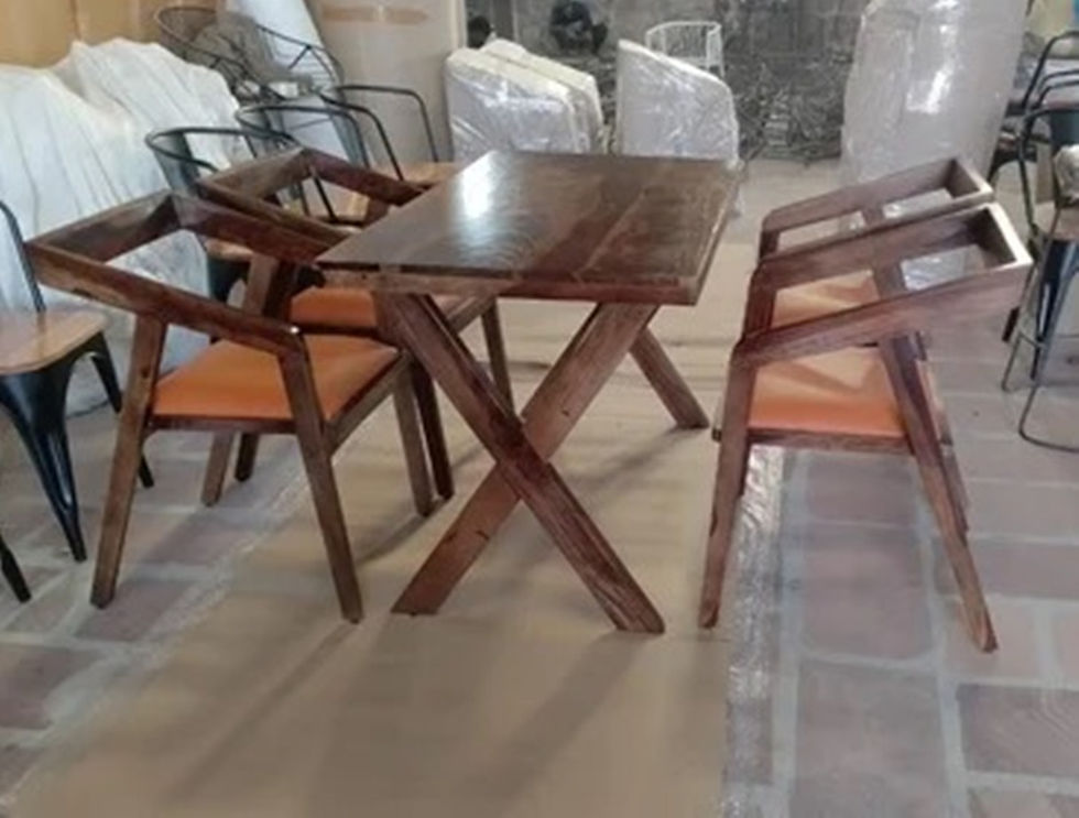 modern wooden cafe set with cross legs table