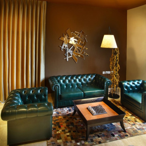Green Chesterfeild leather sofa set | Rustic Green Home