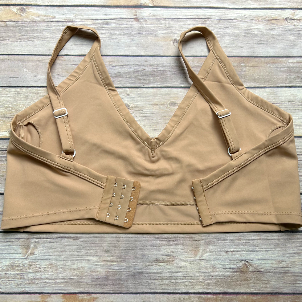 Thumbnail: the busted tank poly pocketed single and double mastectomy clasp bra biege