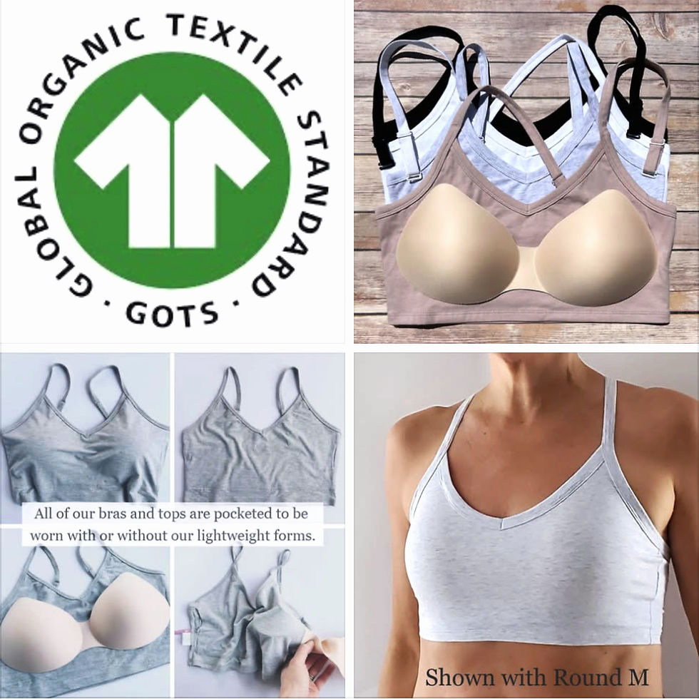 the busted tank organic cotton pocketed mastectomy bra with optional breast forms