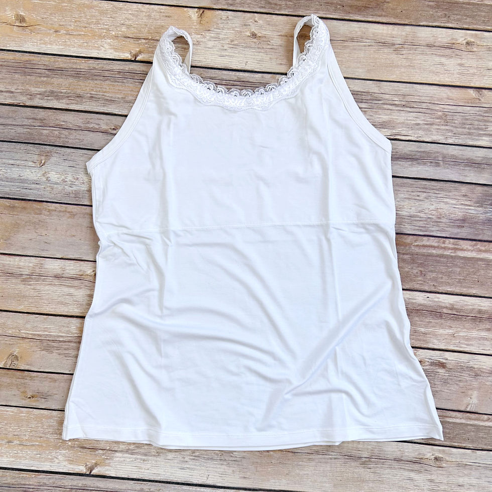 Thumbnail: the busted tank easy fit pocketed mastectomy camisole white with lace trim