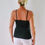 Thumbnail: the busted tank adjustable scoop pocketed mastectomy camisole black shown with straight straps