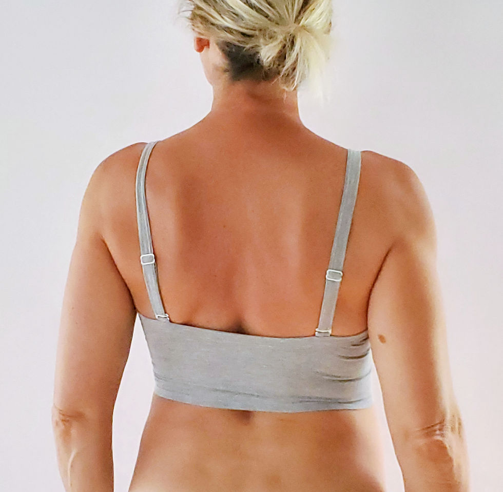 Thumbnail: the busted tank pocketed plunge mastectomy bra back view straight straps