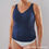 Thumbnail: the busted tank poly pocketed mastectomy compression camisole top and swimwear navy blue with ruched front view
