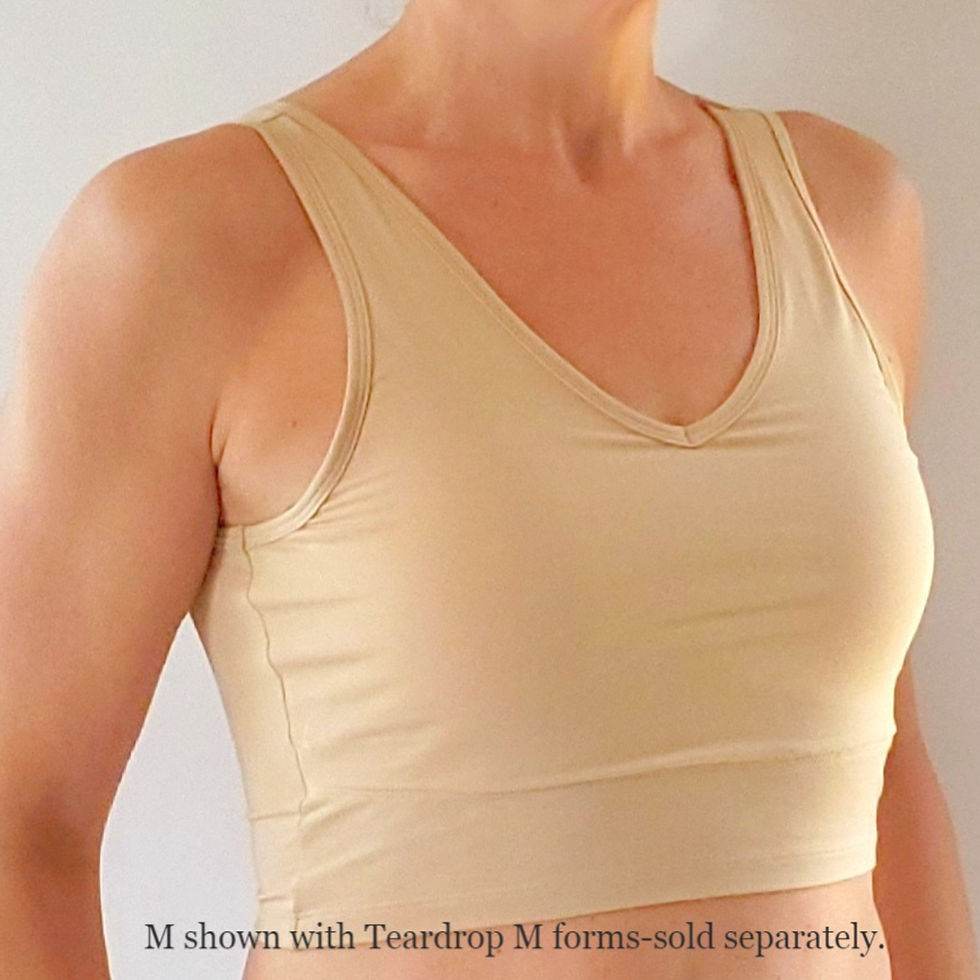the busted tank v-neck pocketed mastectomy bra beige with breast for forms inserted