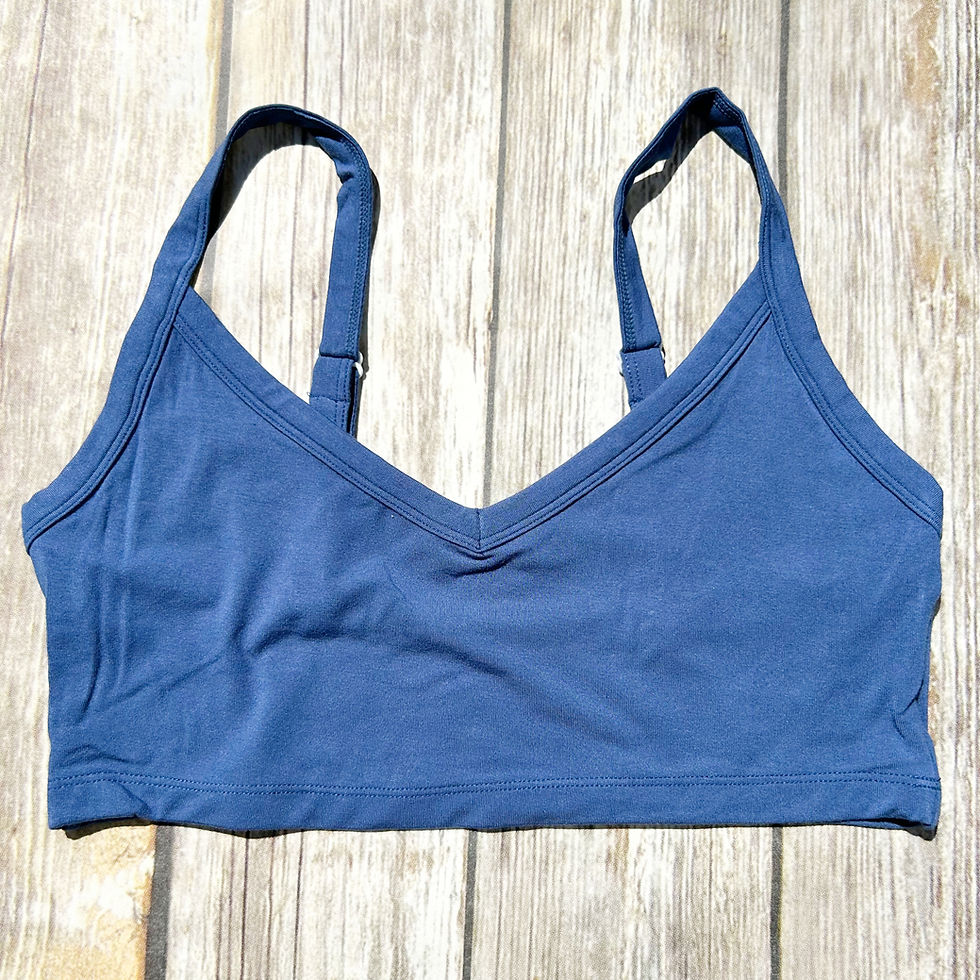 Thumbnail: the busted tank modal simple plunge pocketed mastectomy bra denim blue