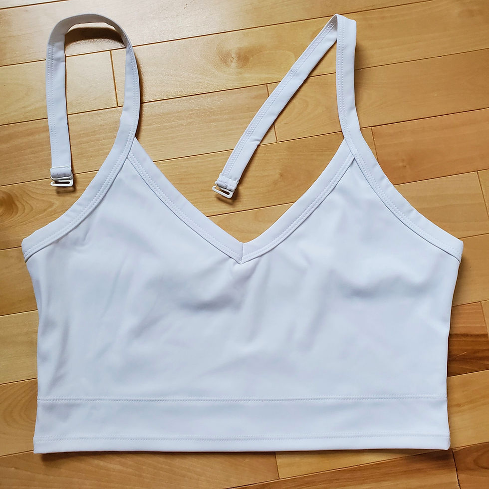 Thumbnail: the busted tank poly pocketed mastectomy wide strap bra for single and double mastectomy flat bra white