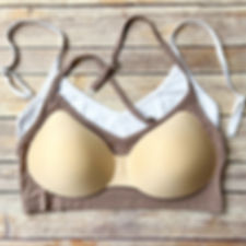 the busted tank Modal Plunge Convertible Strap Simple pocketed Mastectomy Bras shown with optional breast forms