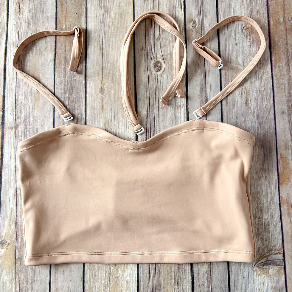 Thumbnail: the busted tank poly strapless clasp bra halter bra with convertible straps beige