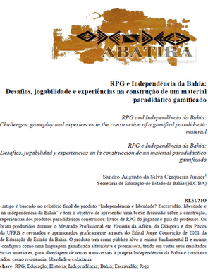 RPG e Independência da Bahia: construção de um material paradidatico gamificado