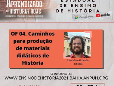 Inscrições para oficina " Caminhos para produção de materiais didáticos de História"