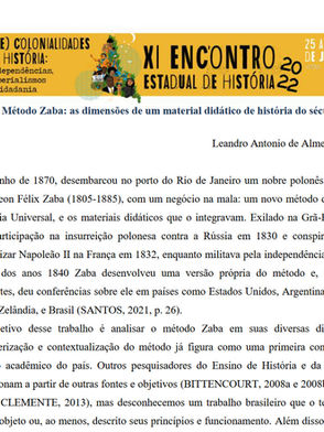 O Método Zaba: as dimensões de um material didático de história do século XIX