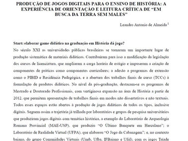 Jogos digitais e ensino de História: orientação e leitura critica de Em busca da terra sem males