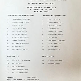 🟨 18 Apr 2001 Boro 1-1 Villa