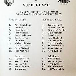 🟨 7 Mar 2001 Villa 1-1 Sunderland