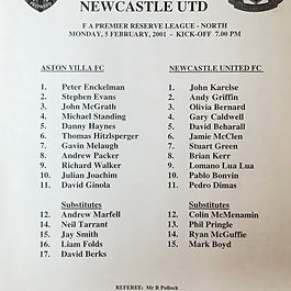 🟥 5 Feb 2001 Villa 1-3 Newcastle