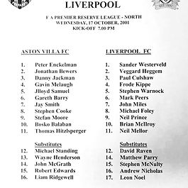 🟨 17 Oct 2001 Villa 2-2 Liverpool