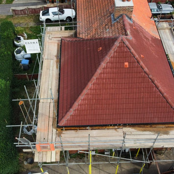 Aerial view of roof work