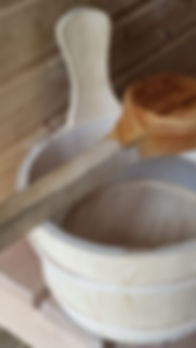 Wooden spoon in the sauna