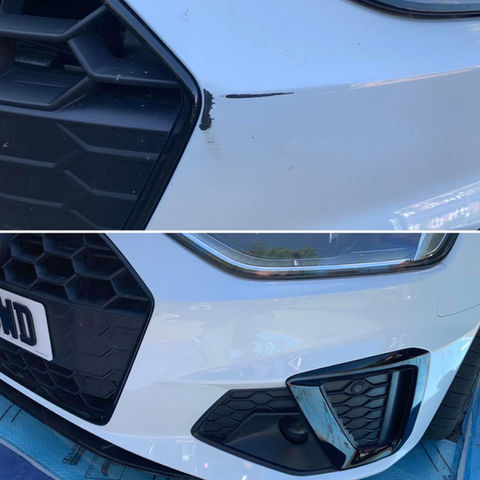 Before and after repair on vehicle