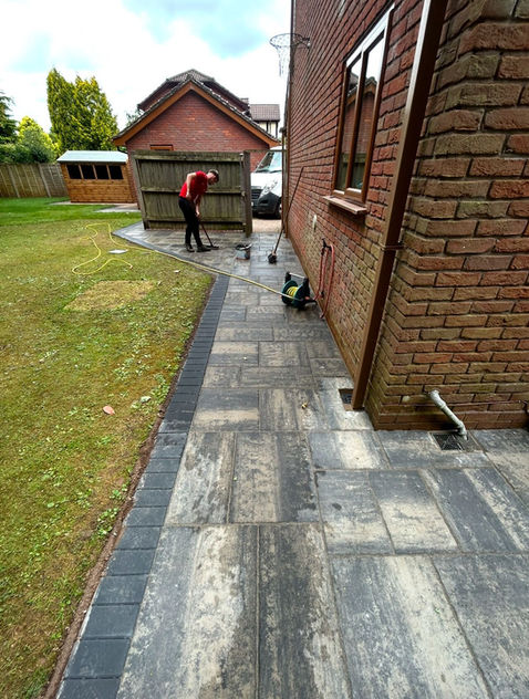 Grey slab path in garden