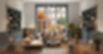 Large living room with built-in bookcases