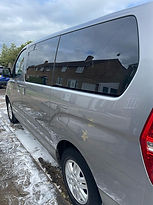 Freshly washed silver van