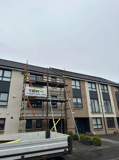 Scaffolding erected on house