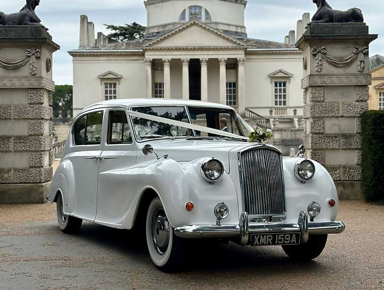 White luxury wedding car