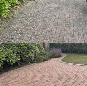 Before and after of patio cleaning
