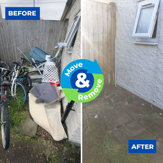 Before and after of garden rubbish removal