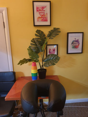 Massage chair ready for office massage session
