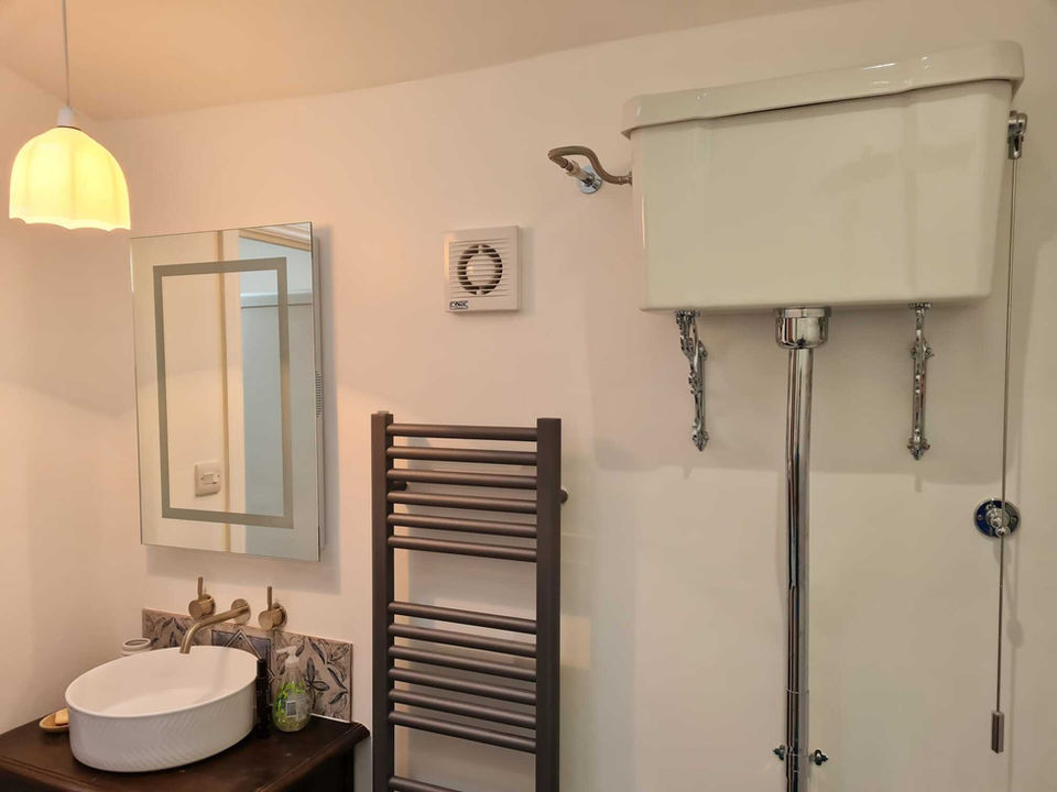 New bathroom installation with vintage toilet