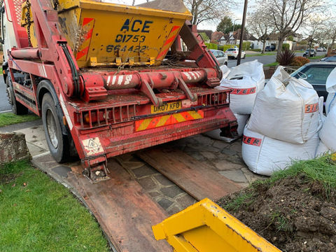 Skip lorry with ton bags
