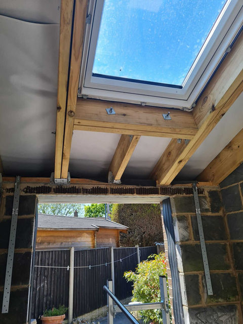 Skylights in roof of house extension