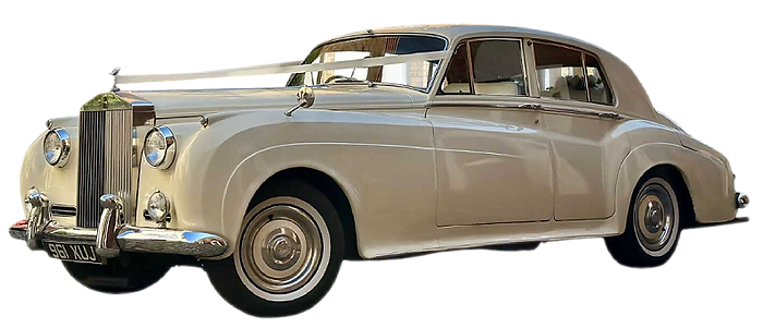 White luxury wedding car