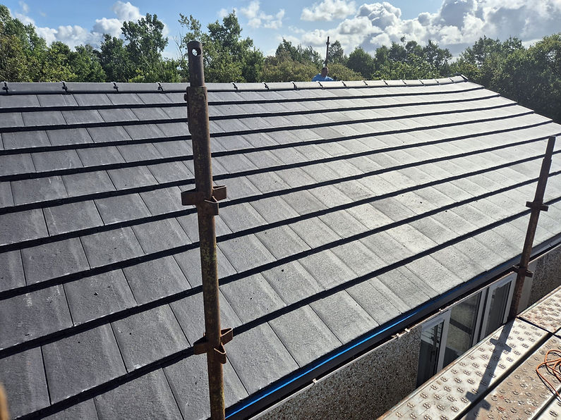 New slate roof installation