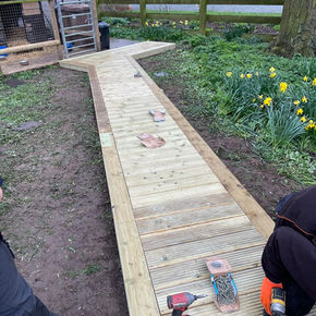 New decking pathway in garden