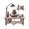 Icon representing art studio materials and supplies