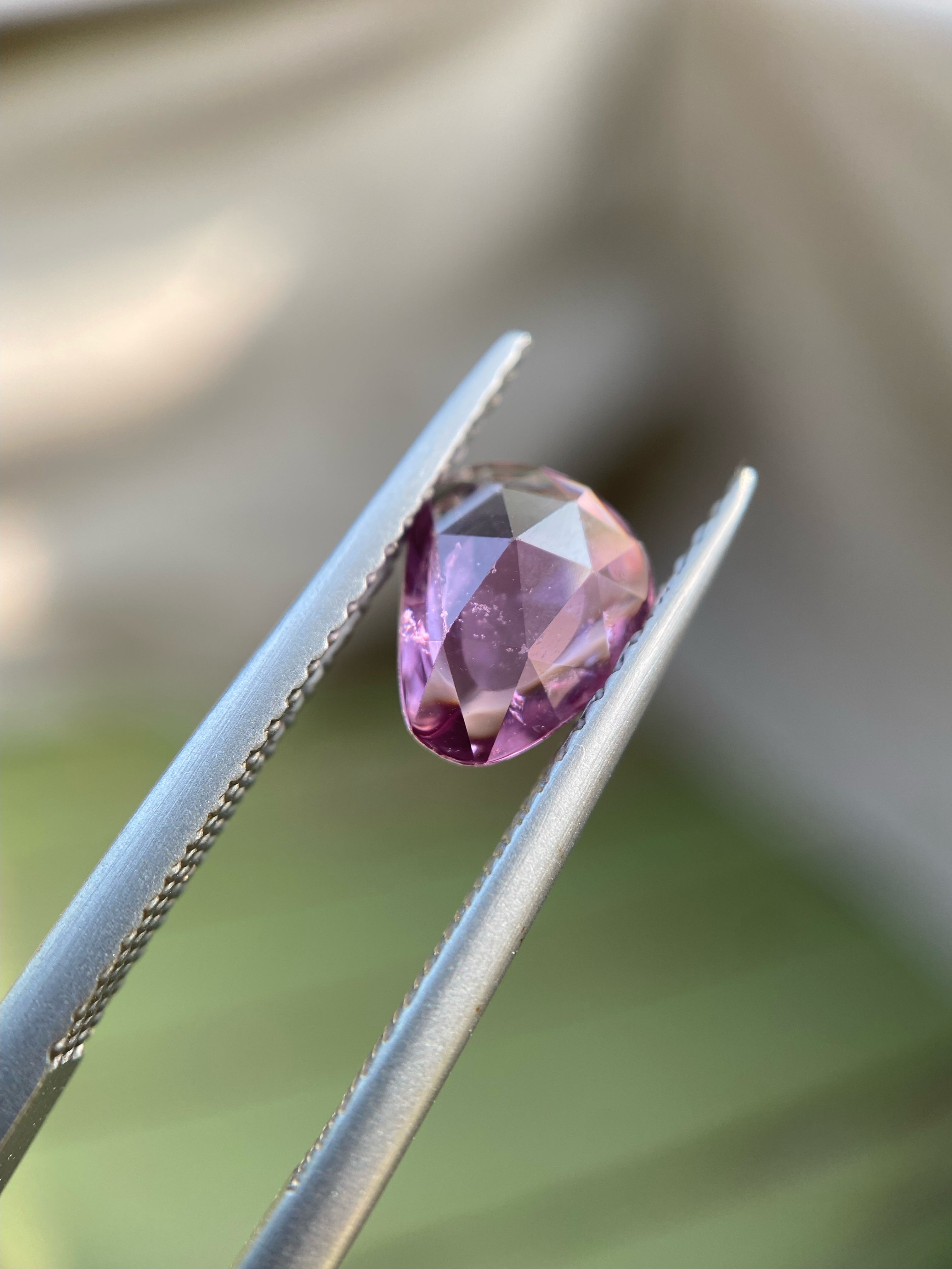 1.07ct 6.75x7.95mm Free Form Rose Cut Pink Sapphire