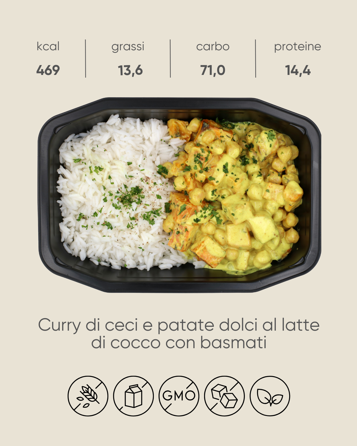 Curry di tofu Bio con ceci, verdure e riso basmati Bio